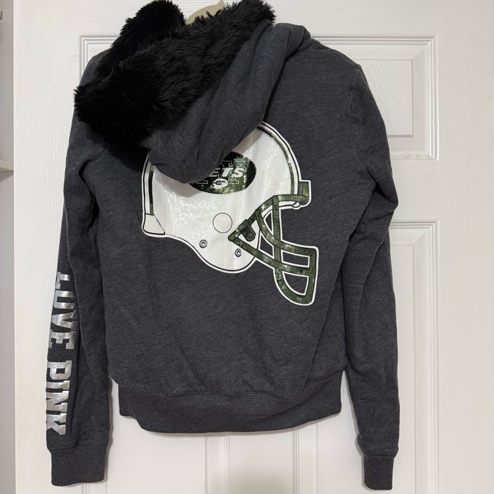 PINK Jets Zip Up Hoodie with fur interior